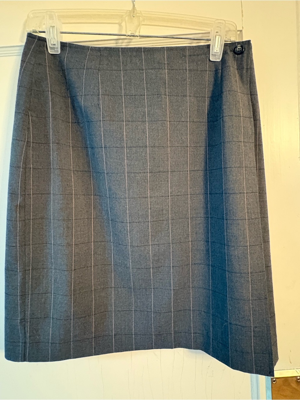 Classic Gray Windowpane Pencil Skirt - Women's